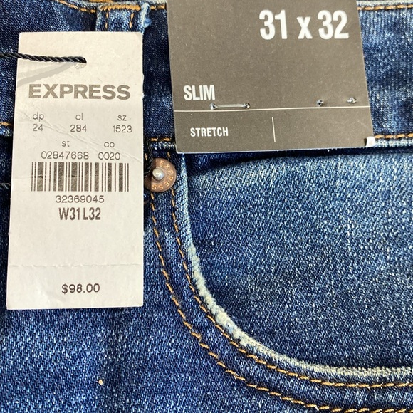 Express Men’s Slim Ripped Dark Wash Stretch Jeans NWT - Picture 8 of 8